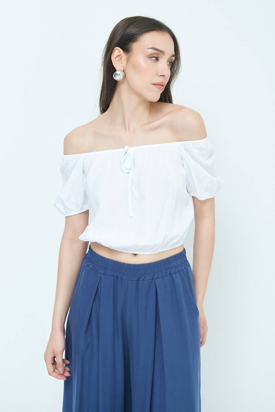 Kikisix TOP SCOLLO SCHIFFER BIANCO Offerte stagionali