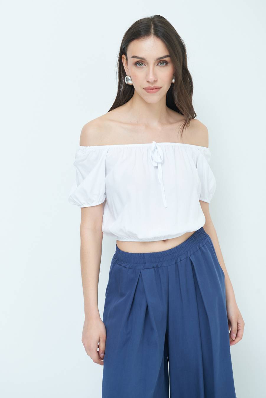 Kikisix TOP SCOLLO SCHIFFER BIANCO Offerte stagionali
