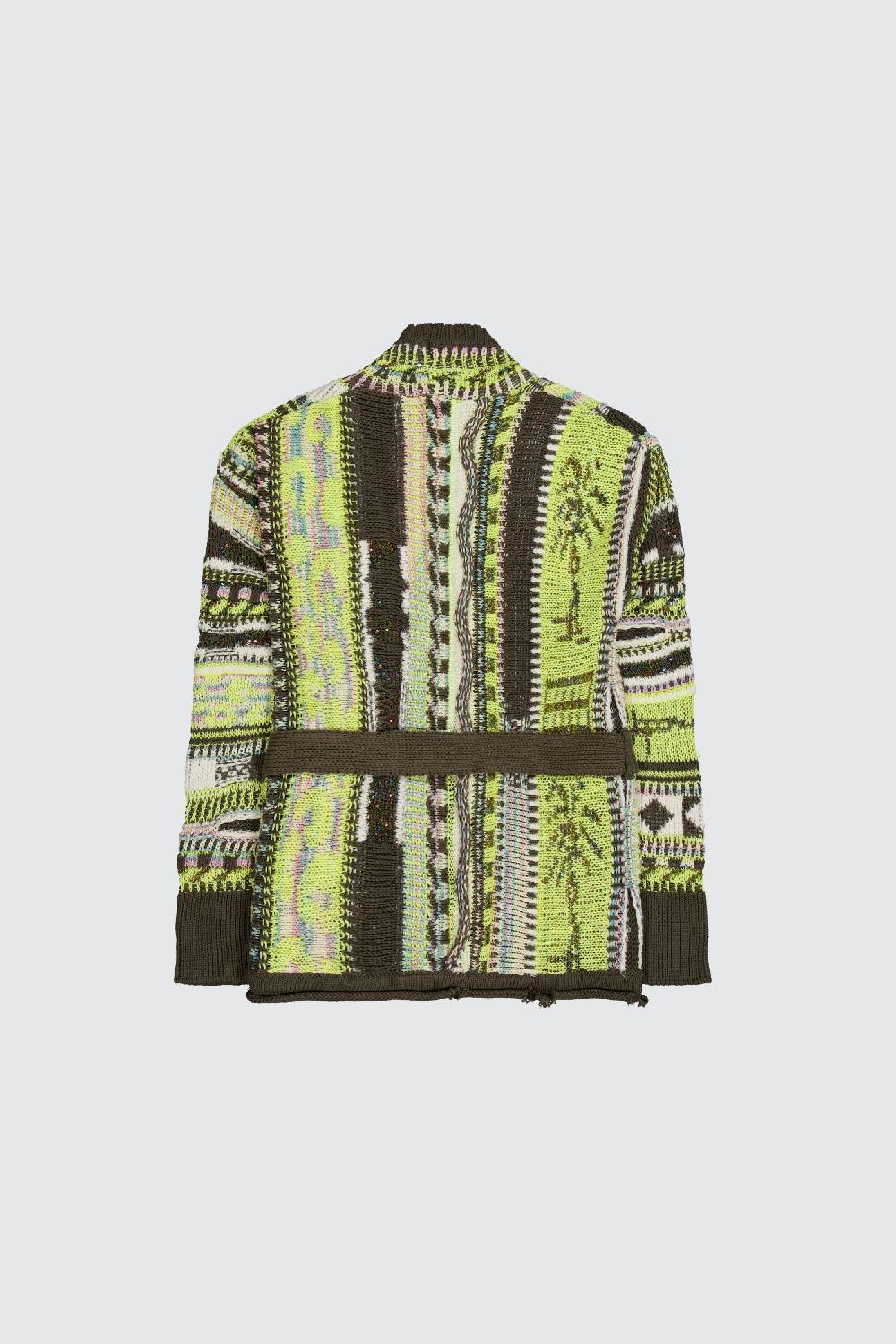 Laneus Laneus military green icon jacquard cardigan Saldi Di Fabbrica