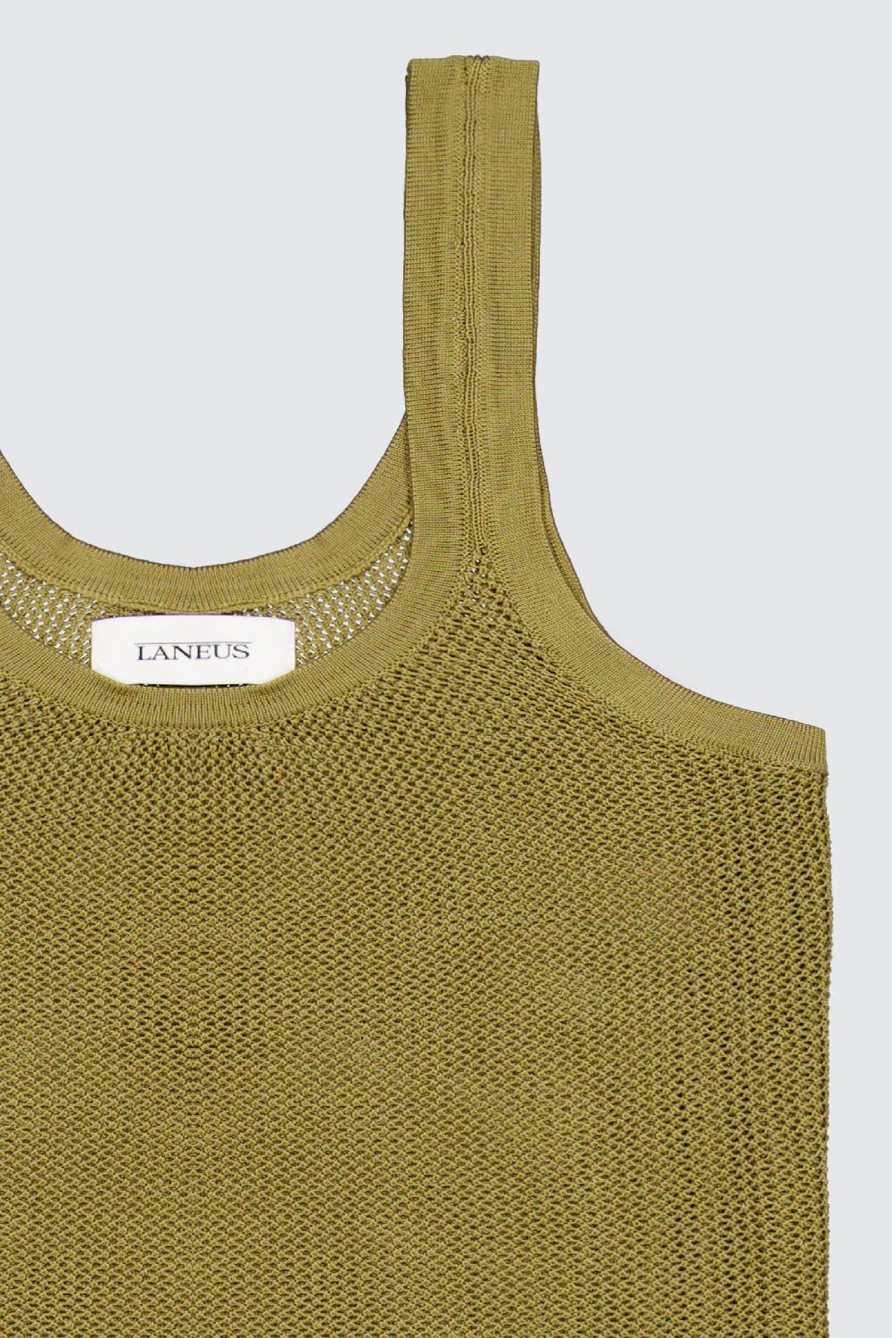 Laneus Laneus canotta military green in mesh slim fit In Saldo