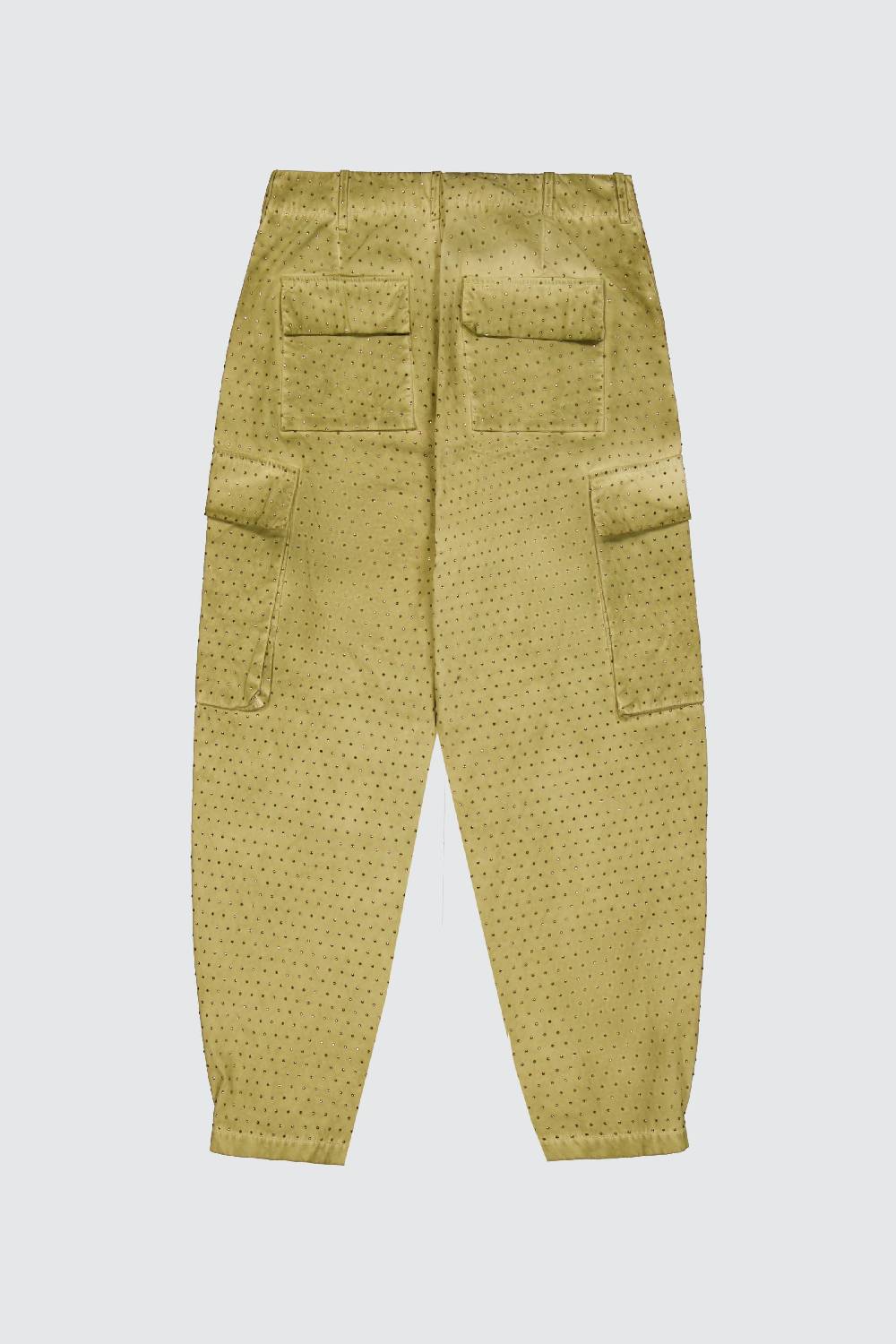 Laneus Laneus pantaloni multitasche military green con strass effetto washed Nuova