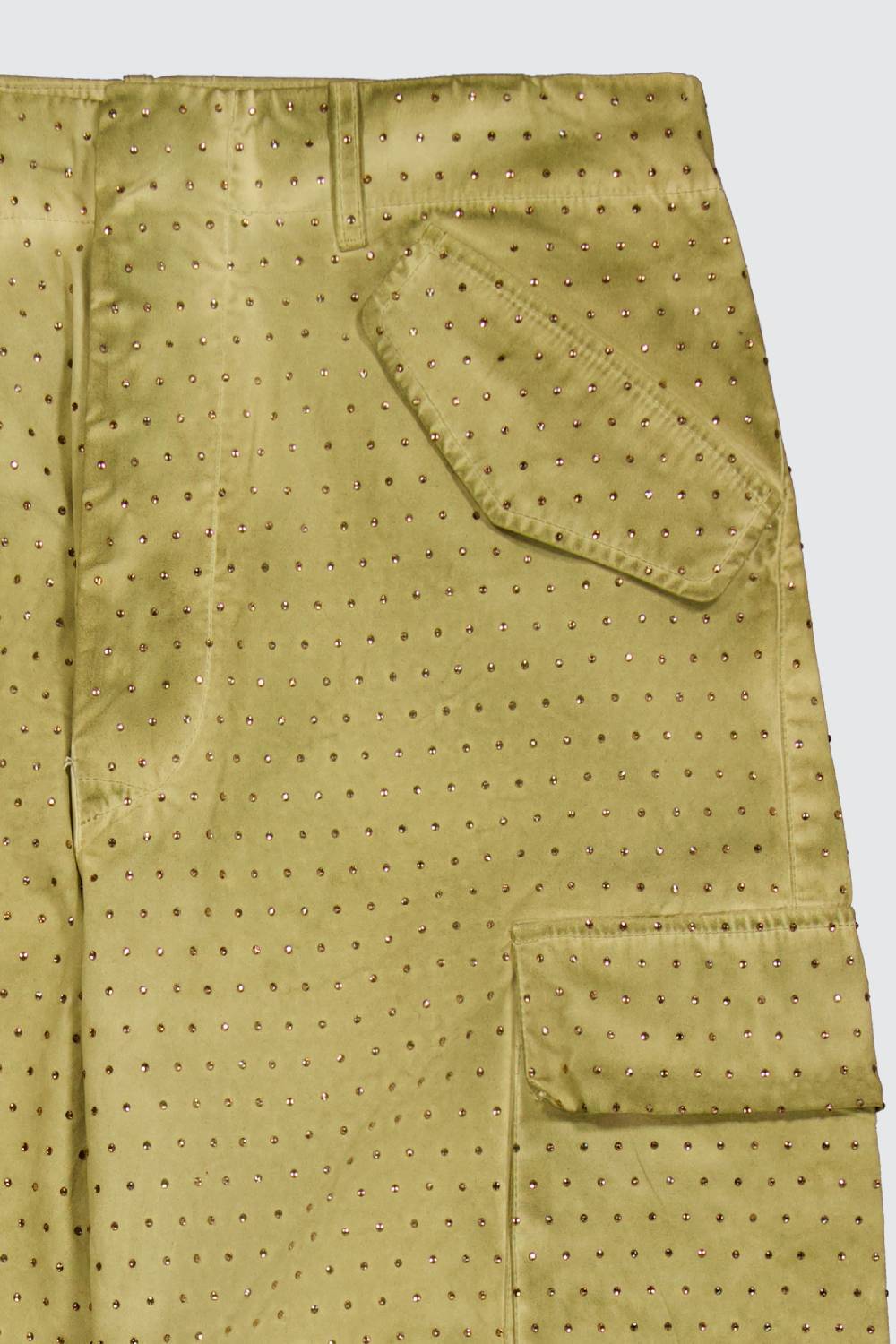 Laneus Laneus pantaloni multitasche military green con strass effetto washed Nuova