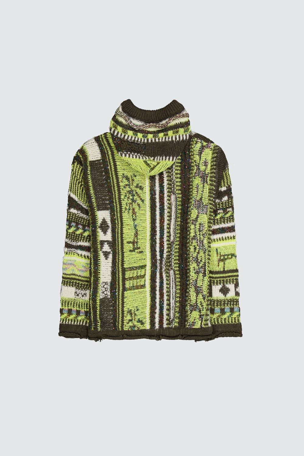 Laneus Laneus multicolor military green jacquard hoodie Italy