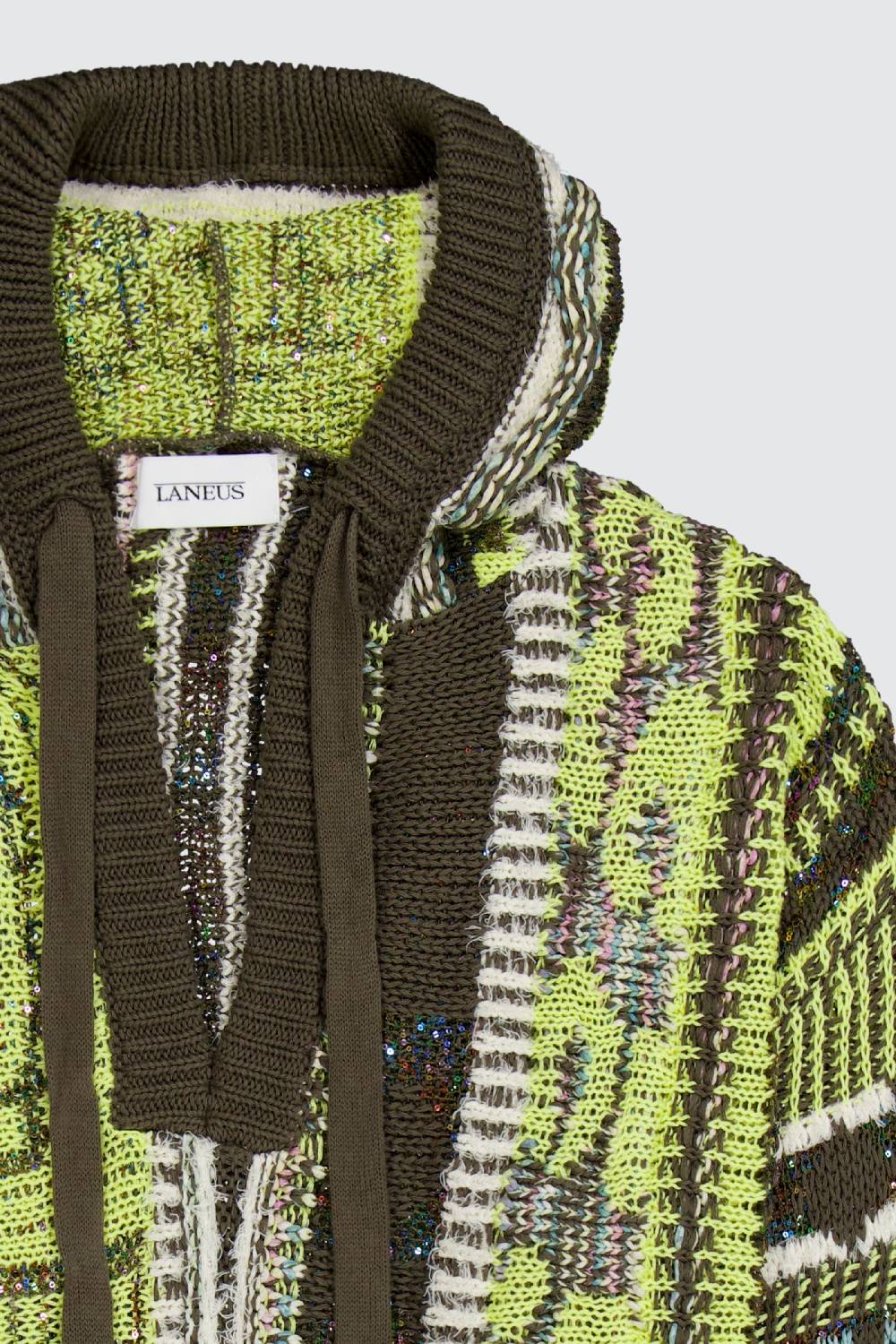 Laneus Laneus multicolor military green jacquard hoodie Italy