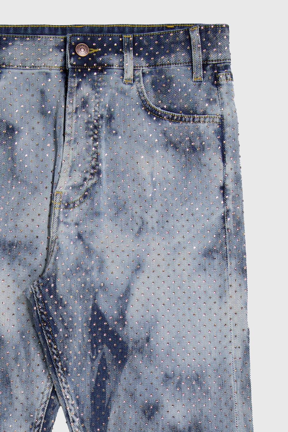 Laneus Laneus pantaloni in denim silver strass Shopping Online