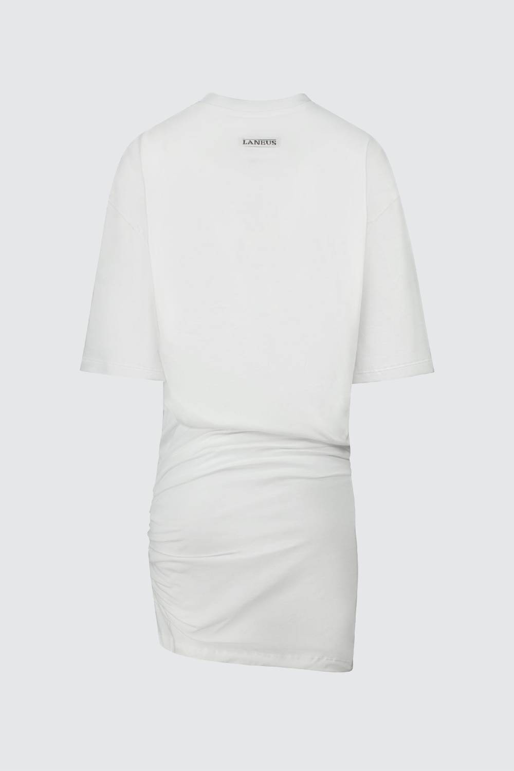 Laneus Laneus mini abito white con drappeggio asimmetrico Sottocosto
