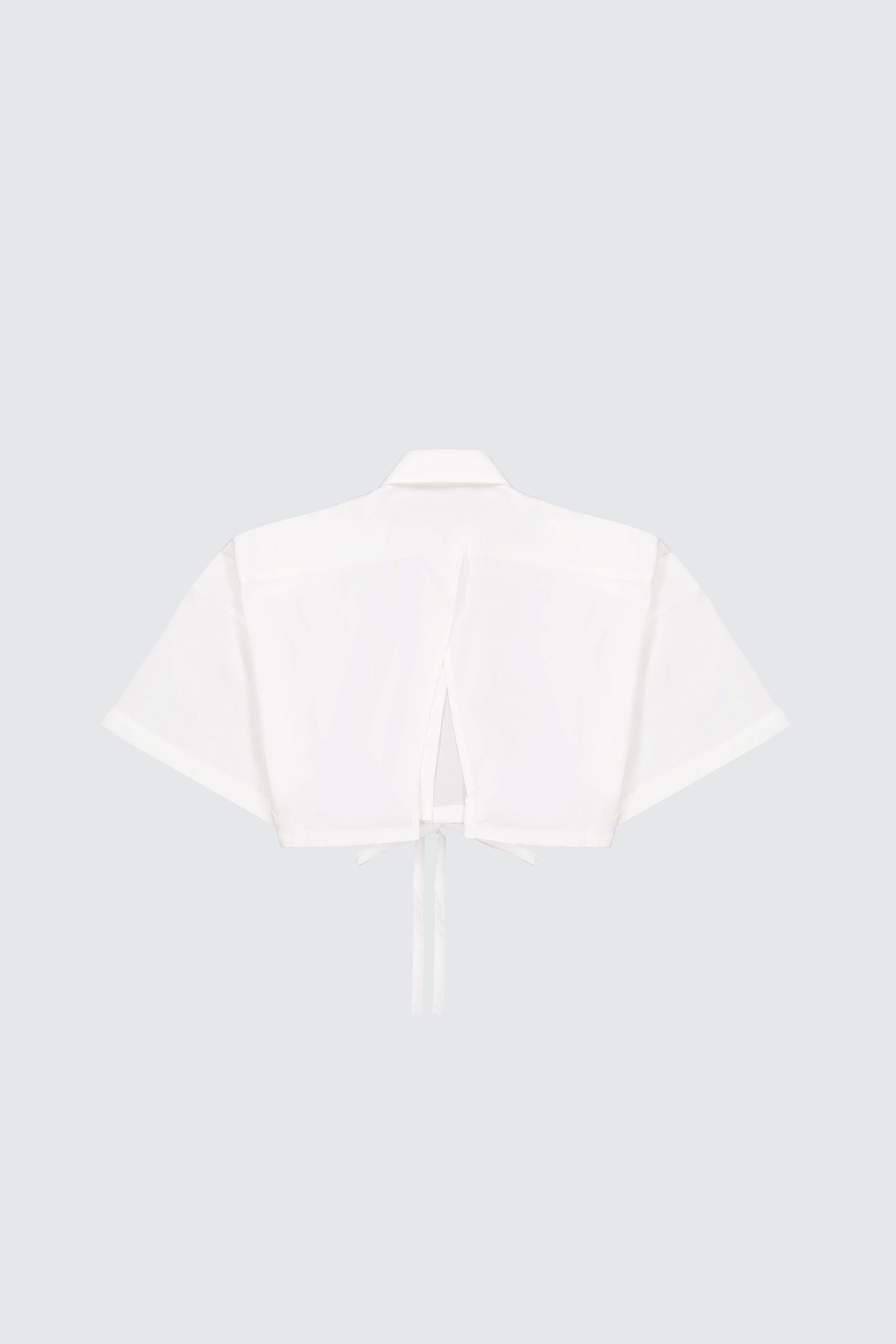 Laneus Laneus camicia cropped white con bottoni logati e coulisse regolabile Novità