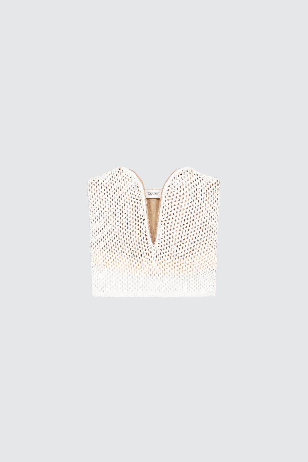 Laneus Laneus top milk in mesh con scollo a cuore Presa