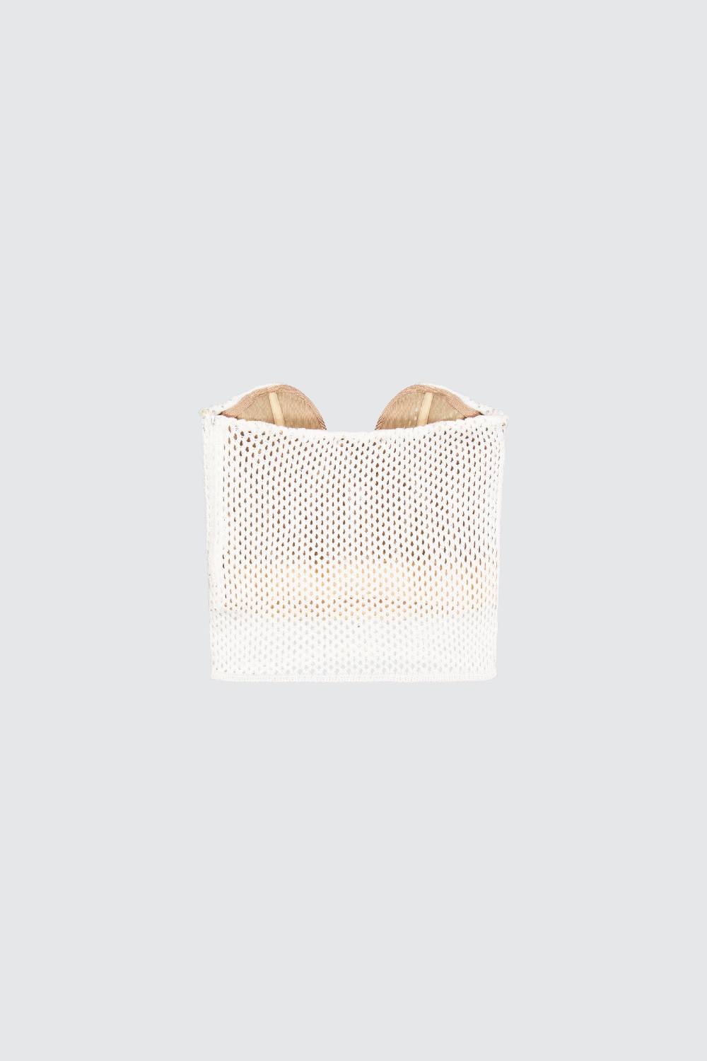 Laneus Laneus top milk in mesh con scollo a cuore Presa