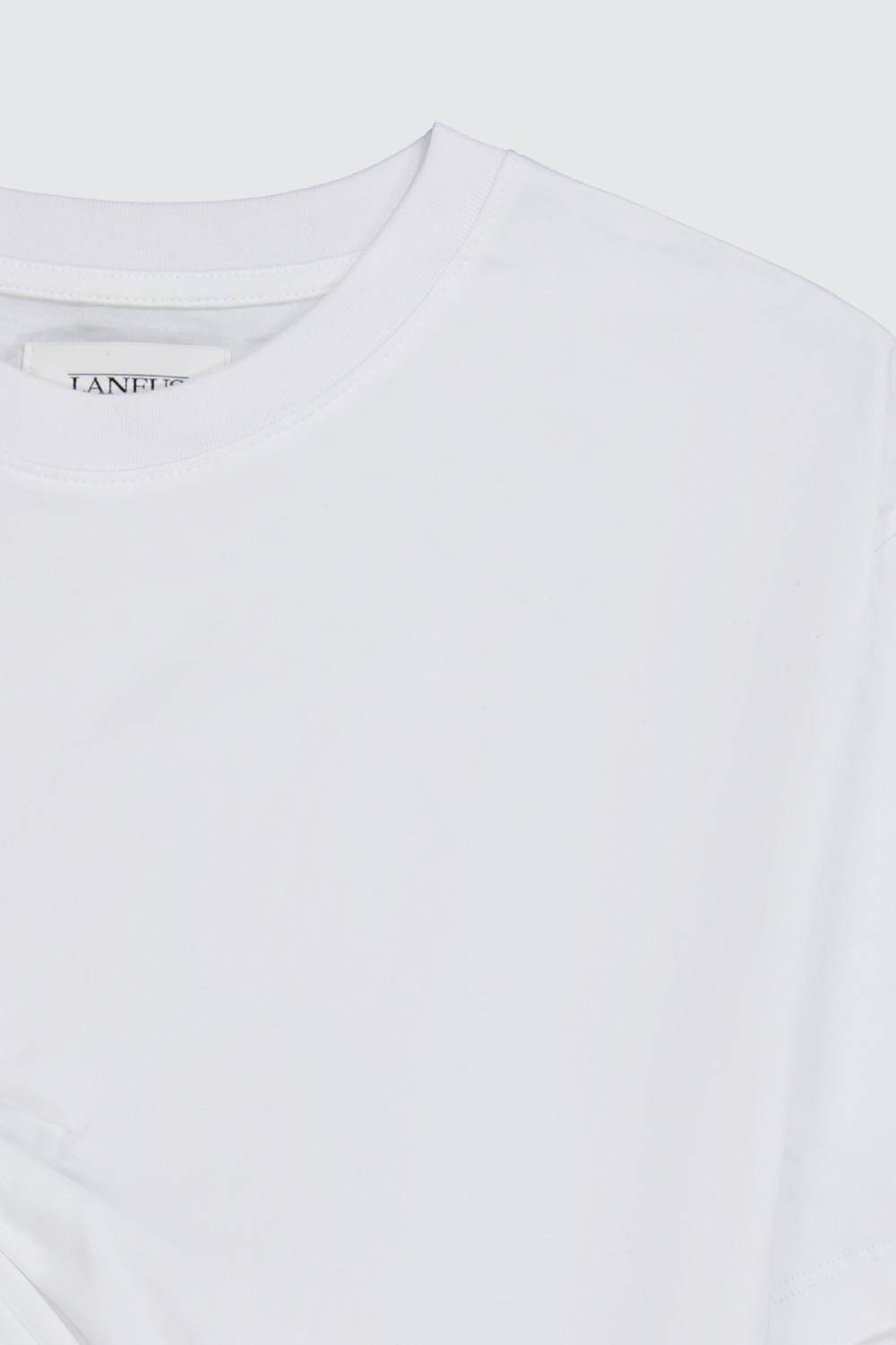 Laneus Laneus t-shirt white classic cropped con drappeggio sul davanti Sconto
