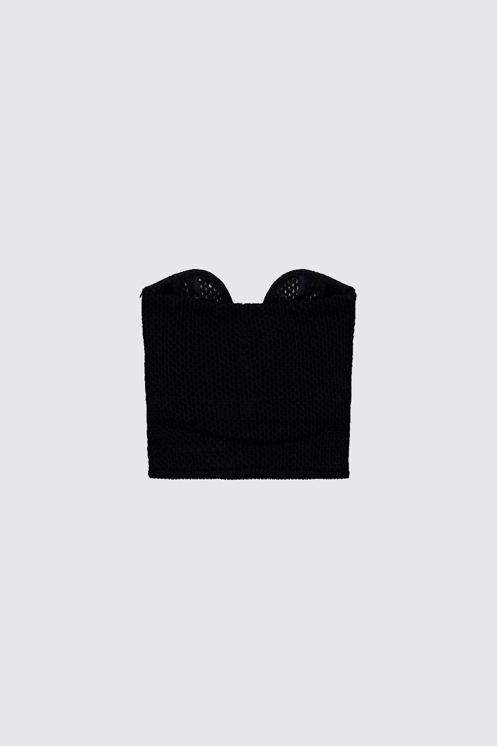 Laneus Laneus top black in mesh con scollo a cuore Online