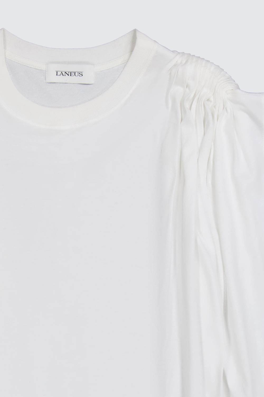 Laneus Laneus t-shirt white classic con drappeggio sulla spalla In Vendita