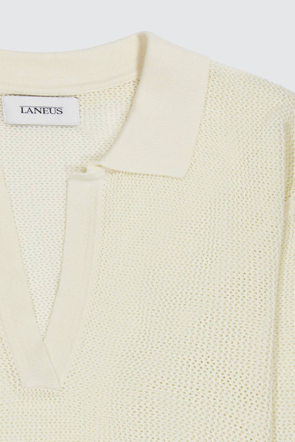 Laneus Laneus polo cream cropped in mesh con scollo a V Vendita Economica