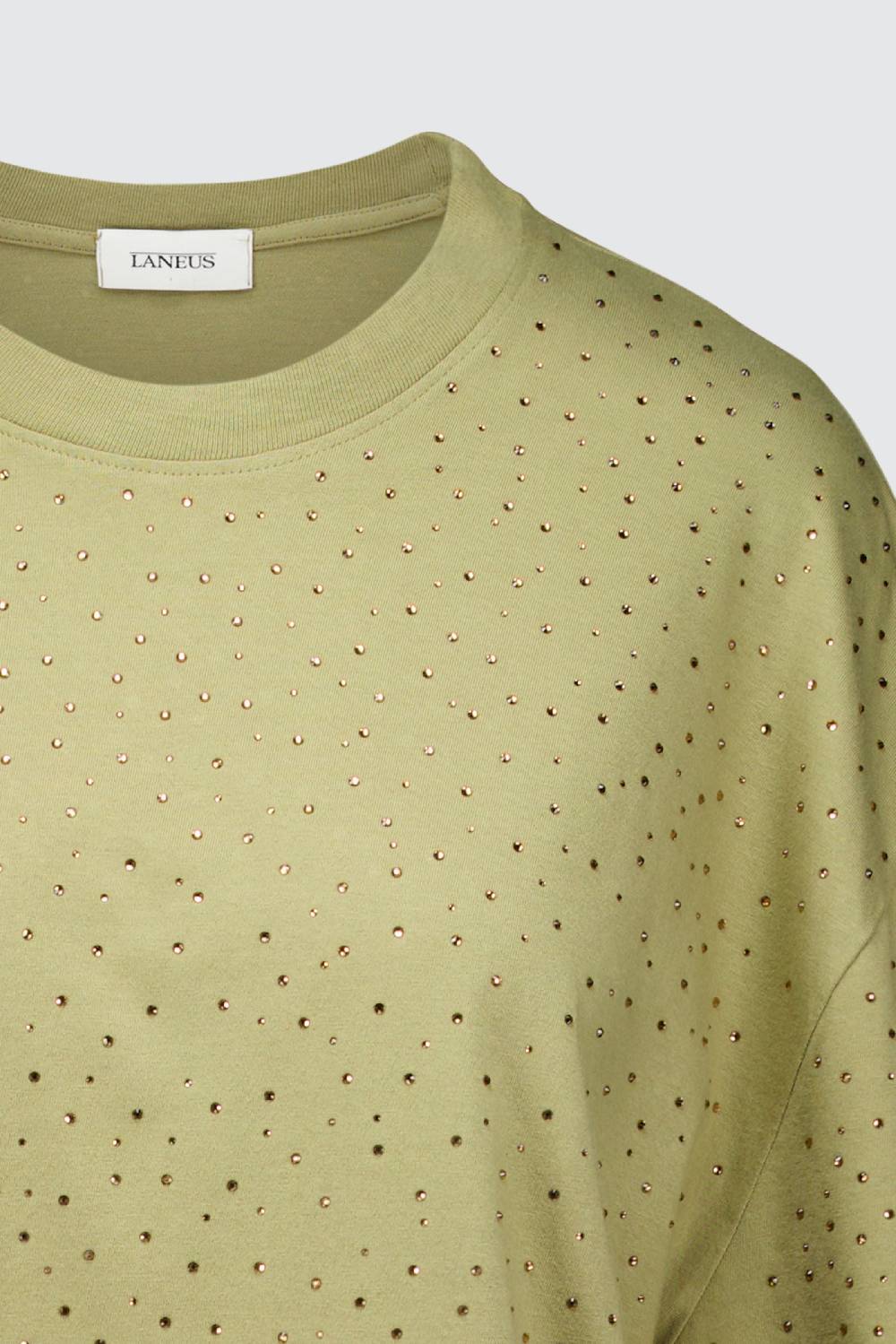 Laneus Laneus mini abito drappeggiato khaki con strass Vendite Flash