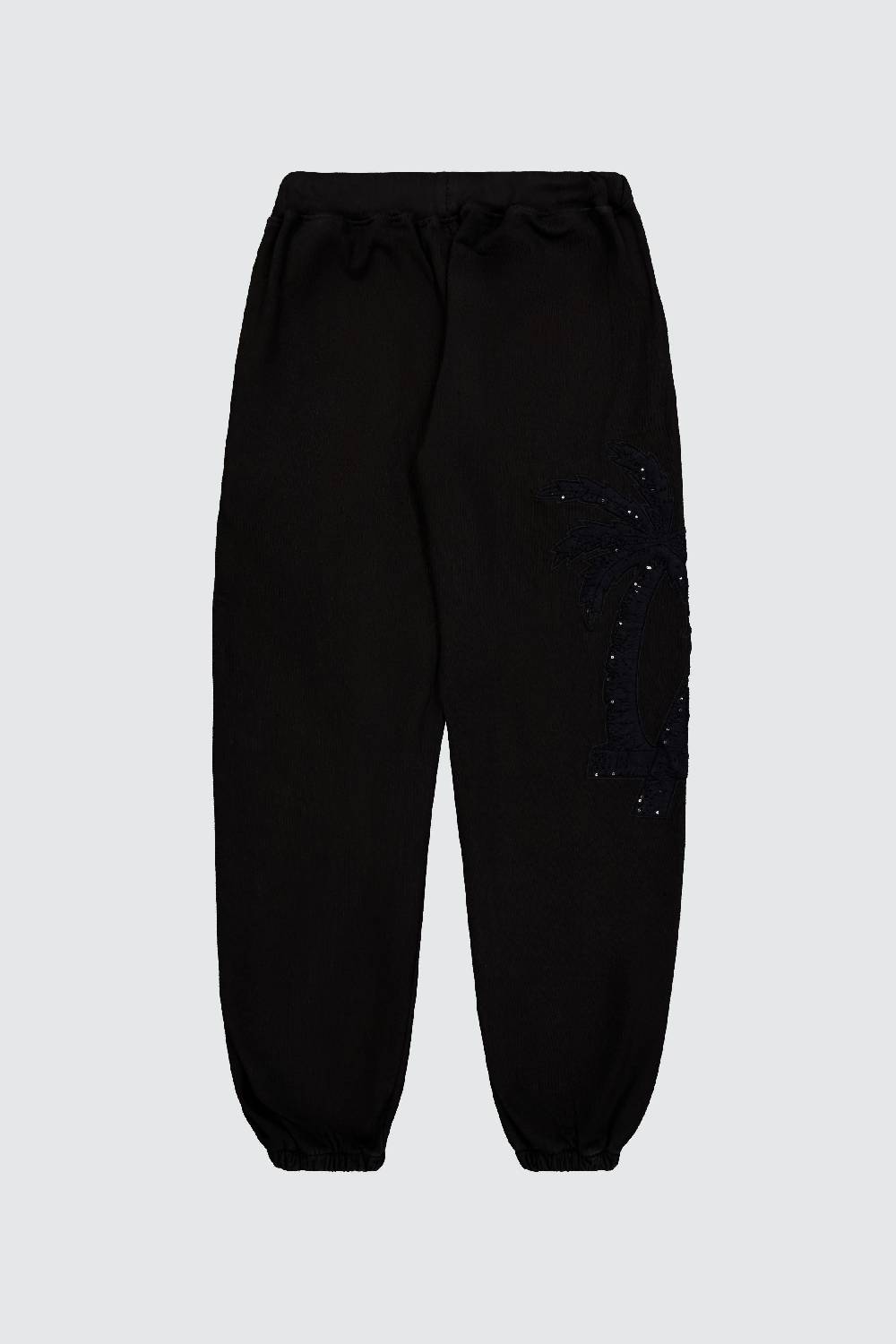 Laneus Laneus pantaloni in felpa black palm print logo Sottocosto