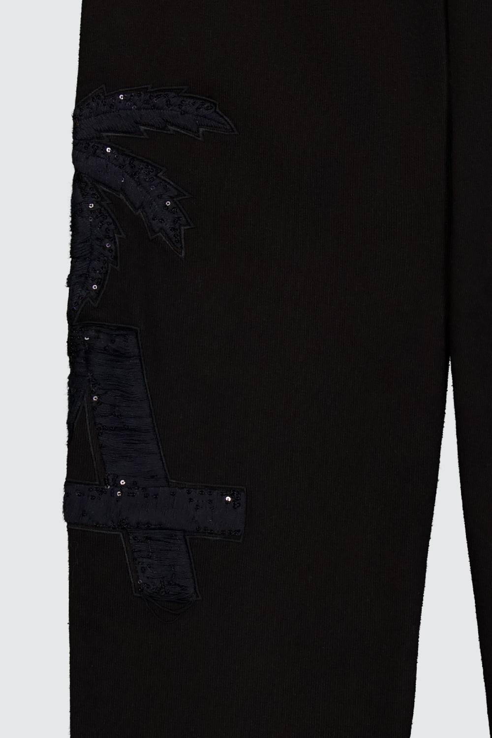Laneus Laneus pantaloni in felpa black palm print logo Sottocosto