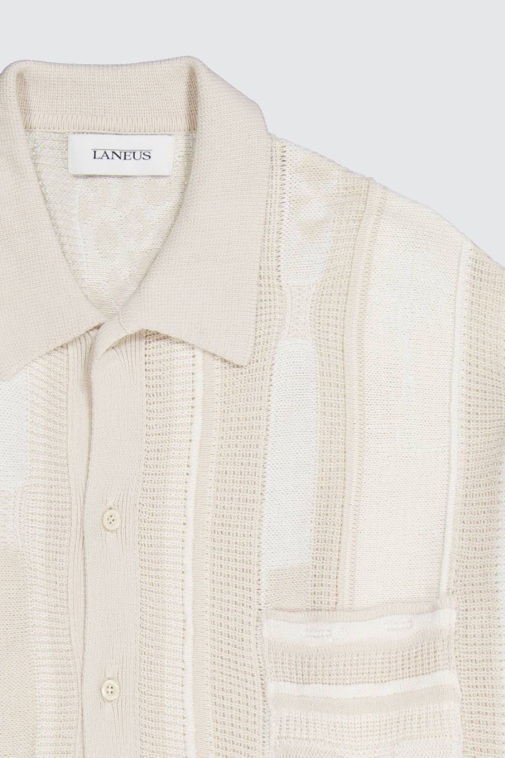 Laneus Laneus polo milk multicolor in jacquard In Vendita