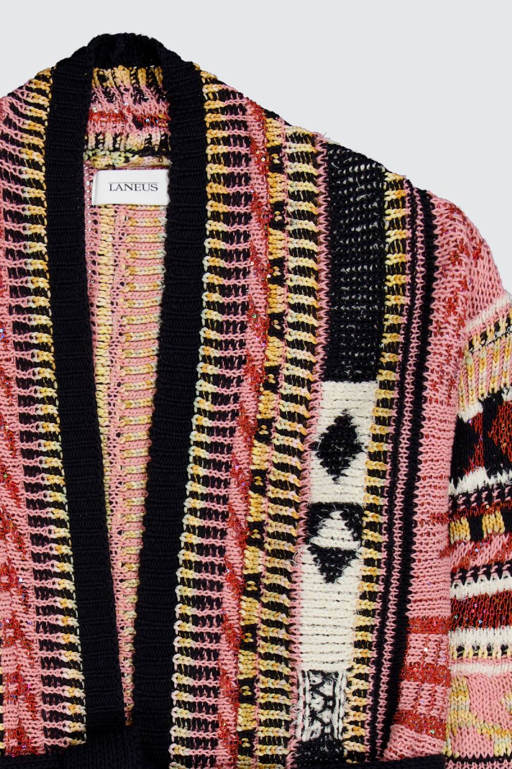 Laneus Laneus pink icon jacquard cardigan Italy