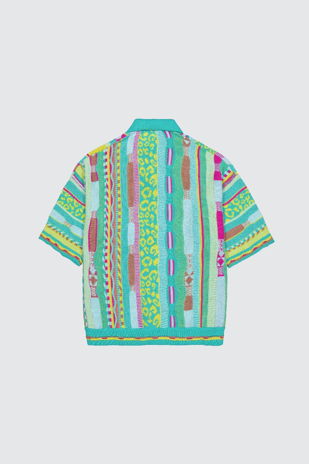 Laneus Laneus polo multicolor turquoise in jacquard Consegna Veloce
