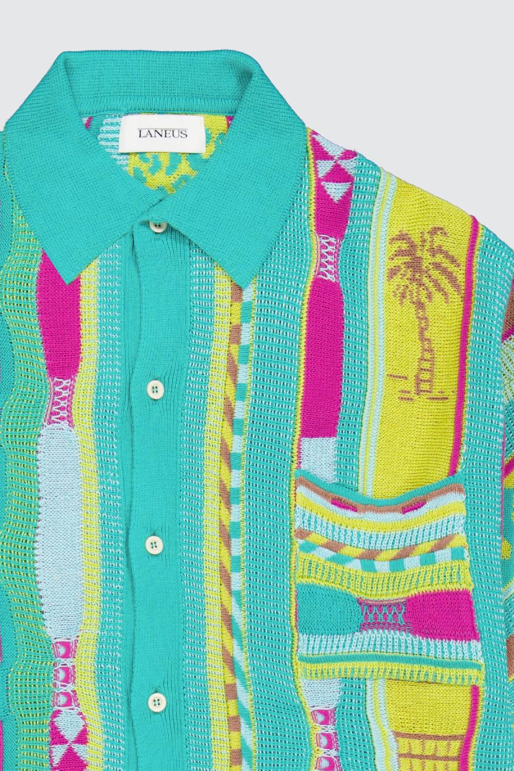 Laneus Laneus polo multicolor turquoise in jacquard Consegna Veloce