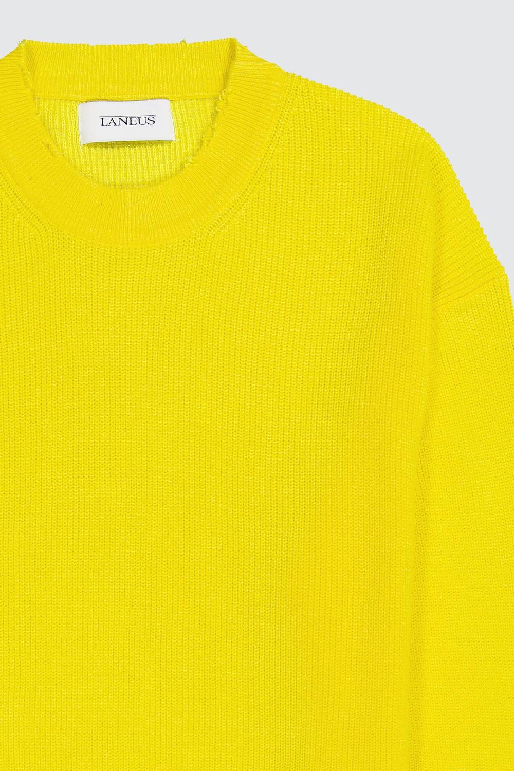 Laneus Laneus maglione yellow cropped effetto destroyed Affare Del Giorno