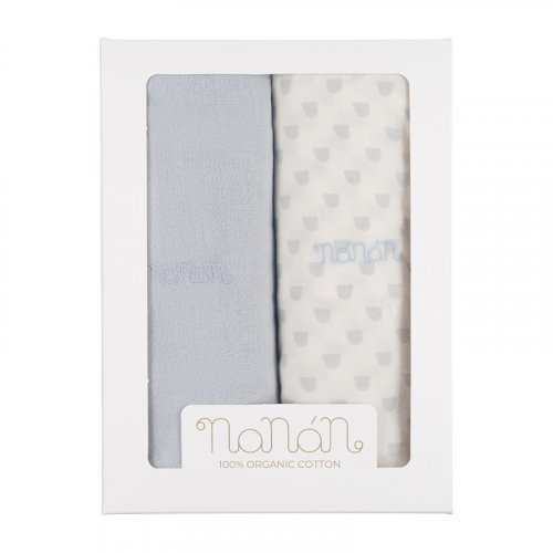 Nanán Set 2 pz mussola azzurro 120x120 cm Negozio