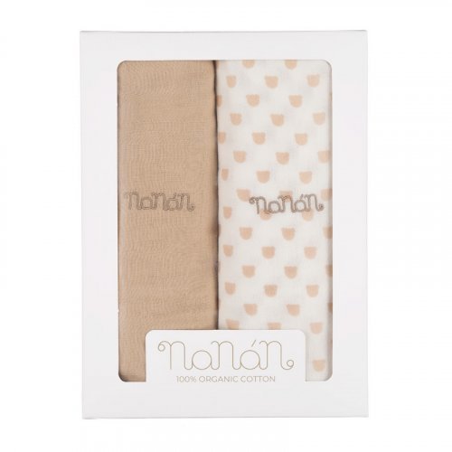 Nanán Set 2 pz mussola beige 120x120 cm In Saldo