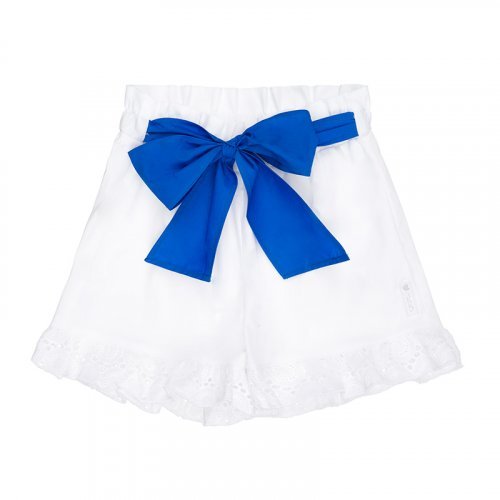 Nanán Shorts bianchi con fiocco blu Convenienza