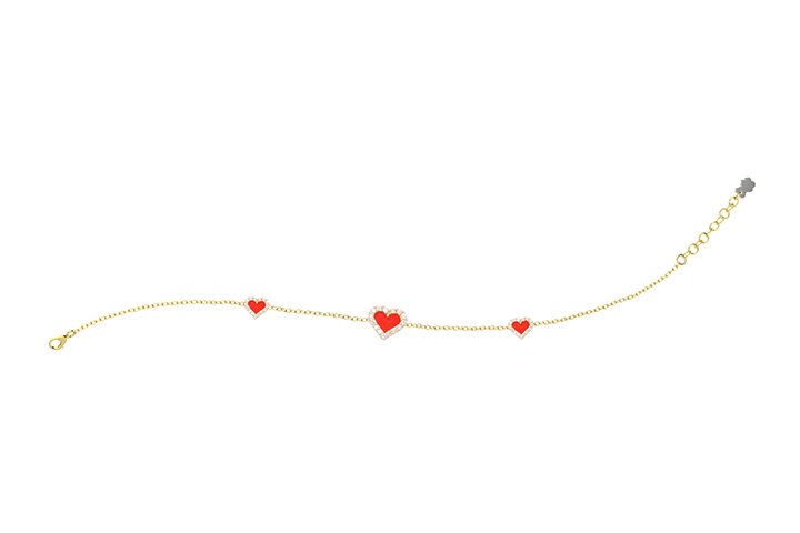Nanán Bracciale Cuori Rossi Argento Negozio online di fabbrica