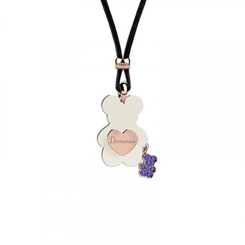 Nanán Pendente Orso con Cordino- Blu Sconto