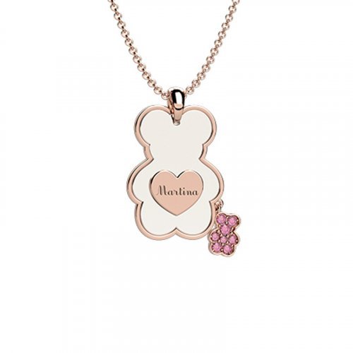 Nanán Pendente Orso Ceramica-Oro 9Kt Rosa In Vendita
