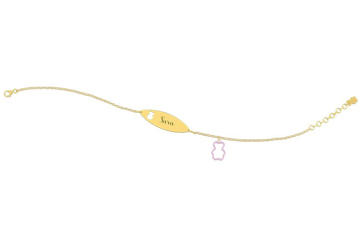 Nanán Bracciale con Targhetta - Charms orsetto rosa Offerta speciale