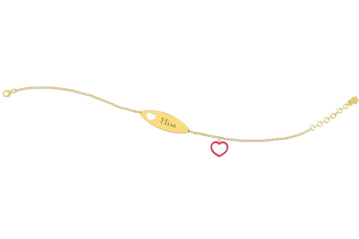 Nanán Bracciale con Targhetta - Charms cuore rossa Flash Sale