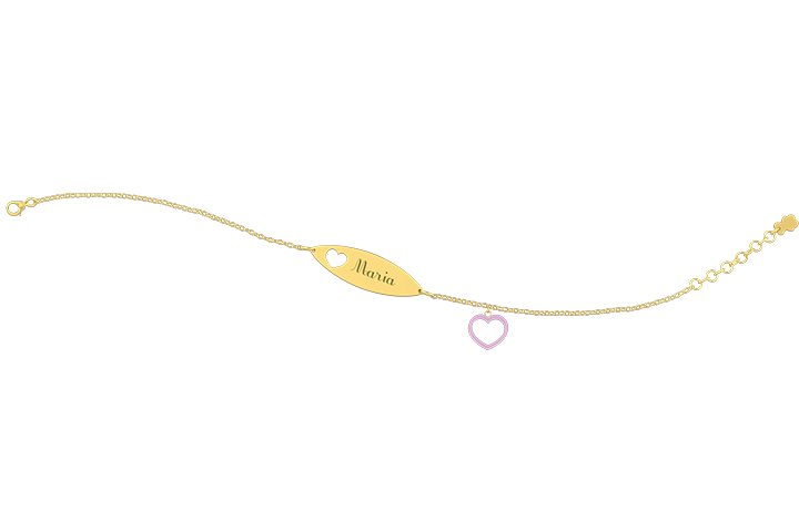 Nanán Bracciale con Targhetta - Charms cuore rosa Fornitura limitata