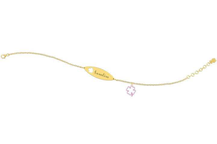 Nanán Bracciale con Targhetta - Charms quadrifoglio rosa Offerta esclusiva