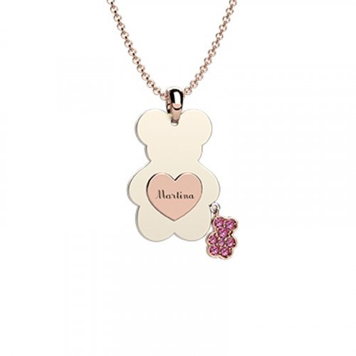 Nanán Pendente Orso Ceramica-Oro 9Kt Rosa Sconti VIP