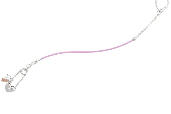 Nanán Spilla Portaciuccio con cordino rosa - Ag 925 Rilascio limitato