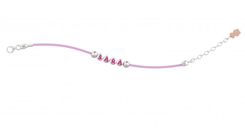 Nanán Spilla Portaciuccio con cordino rosa - Ag 925 Rilascio limitato