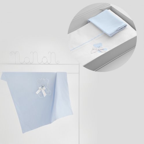Nanán Gift Promo: Set Lenzuola carrozzina + Copertina carrozzina AZZURRO Vendite Flash