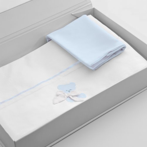 Nanán Gift Promo: Set Lenzuola carrozzina + Copertina carrozzina AZZURRO Vendite Flash
