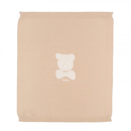 Nanán Coperta in filo beige con orso Prezzo basso