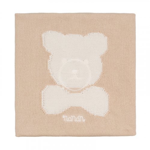 Nanán Coperta in filo beige con orso Prezzo basso