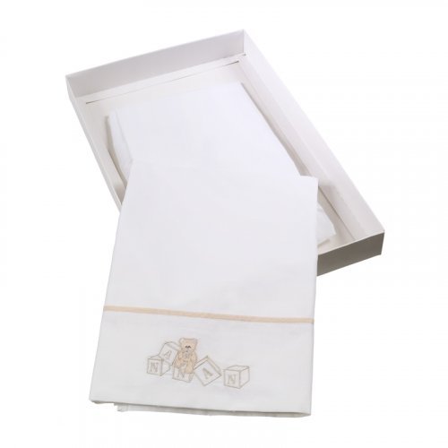 Nanán Set Lenzuola 3pz Lettino Dadini Bianco Super sconto
