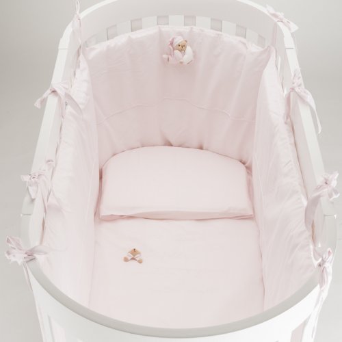 Nanán Set Piumone e Paracolpi 4pz per Lettino Ovale- Puccio Rosa Nuovo