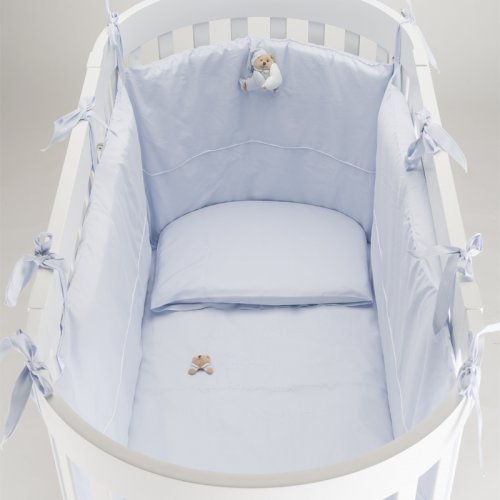 Nanán Set Piumone e Paracolpi 4pz per Lettino Ovale -Puccio Azzurro Qualità