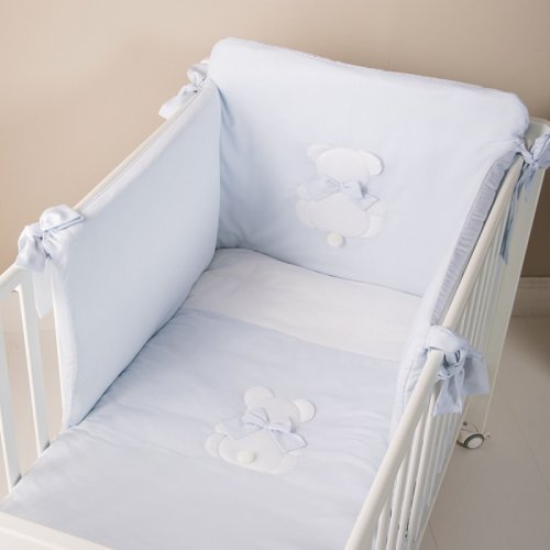 Nanán Set Piumone e Paracolpi 4pz Fiocco Azzurro Promozione