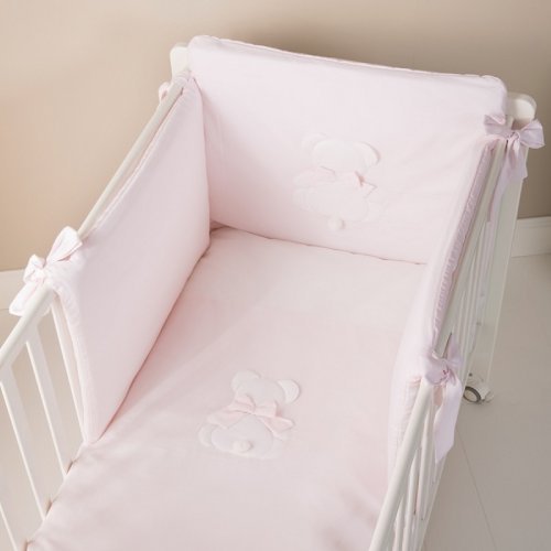 Nanán Set Piumone e Paracolpi 4pz Fiocco Rosa Spedizione Gratuita
