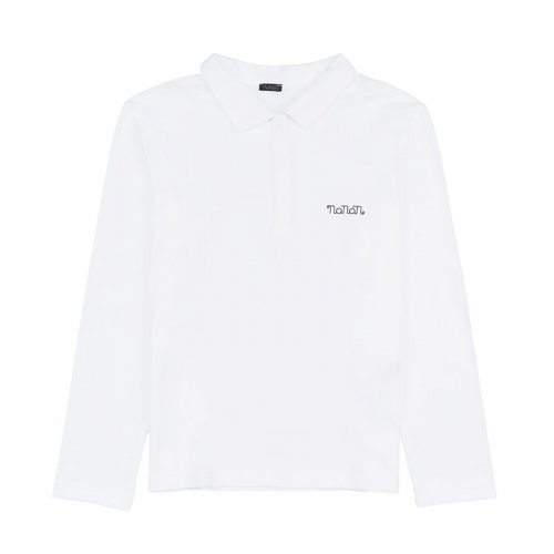 Nanán Polo Manica Lunga Bianca Flash Sale