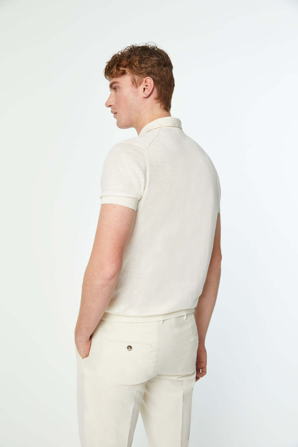 L.B.M. 1911 Polo in maglia bianco avorio Polo in maglia bianco avorio Vendita Economica
