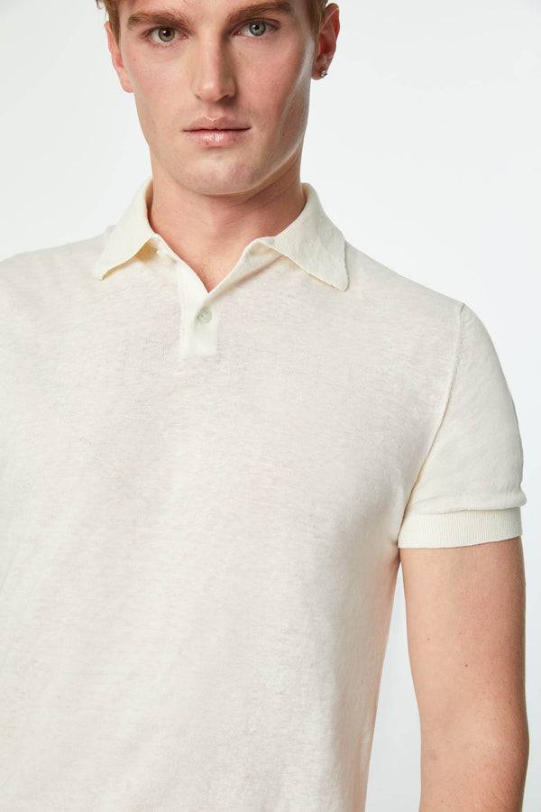 L.B.M. 1911 Polo in maglia bianco avorio Polo in maglia bianco avorio Vendita Economica